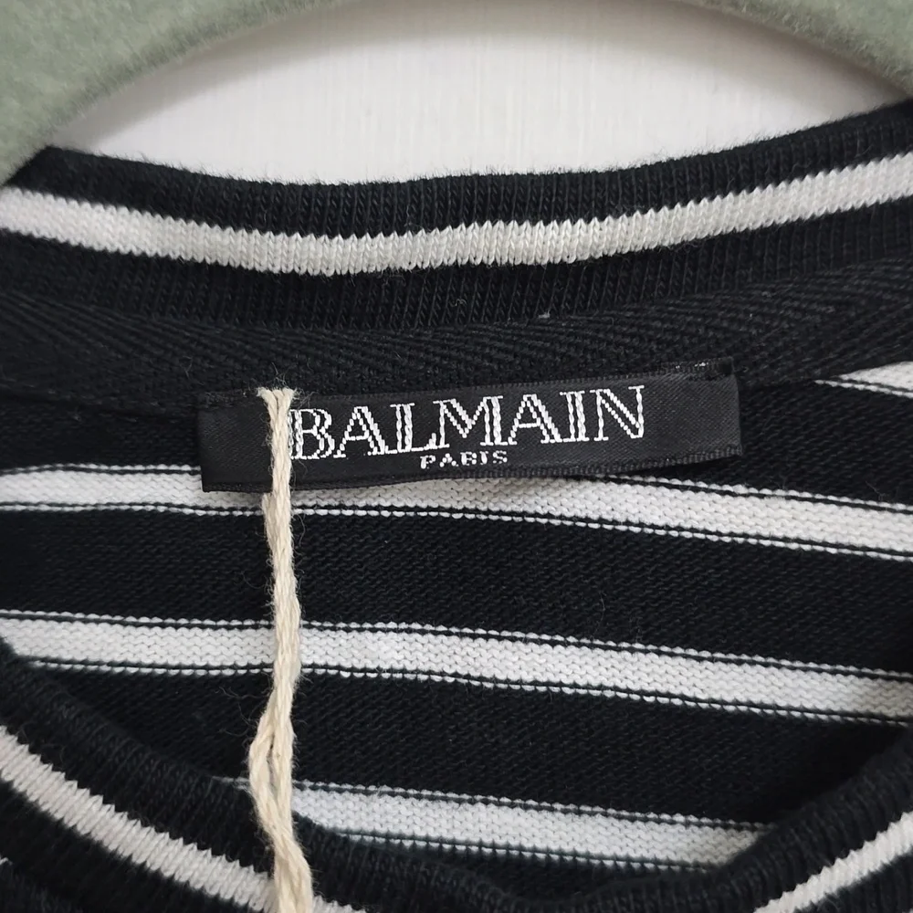 Balmain Black and White Striped Dress